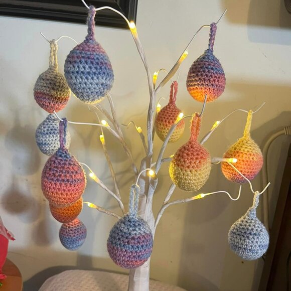 New 12 Crocheted Easter Eggs w/Loops for Hanging - Decoration - Tree Not Include - Picture 1 of 4